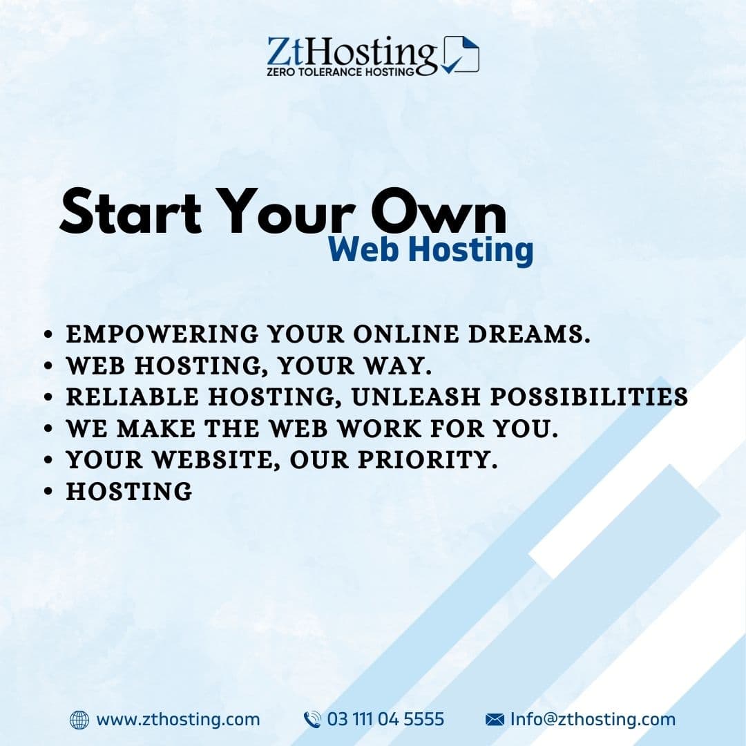 Start Your Own Web Hosting Business with ZTHosting: The Best Reseller Hosting Provider in Pakistan!
